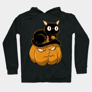 Black cat on halloween pumpkin Hoodie